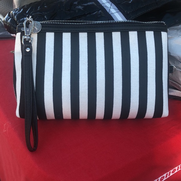 Black and White Striped Cosmetic Bag - Picture 2 of 6